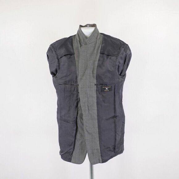 Hart Schaffner Marx Wool Gray Glen Plaid W/ Blue Windowpane Blazer 40R 2 Button - Picture 10 of 12